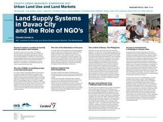 Land Supply Systems in Davao City and the Role of NGO's - 2007