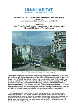 Informal Cities in a Global Context: What can we learn from them? - 2009